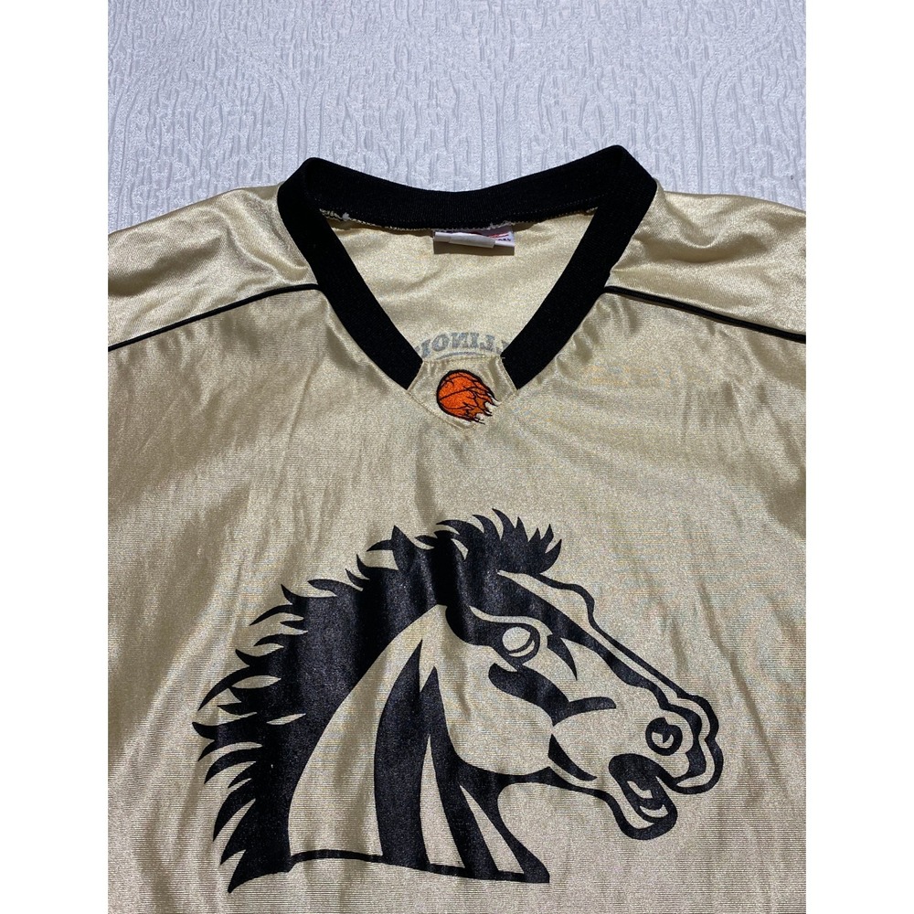 Vintage USA Teamwork Athletic Apparel Illinois Mustangs Jersey Gold Black L 42 - Picture 2 of 9